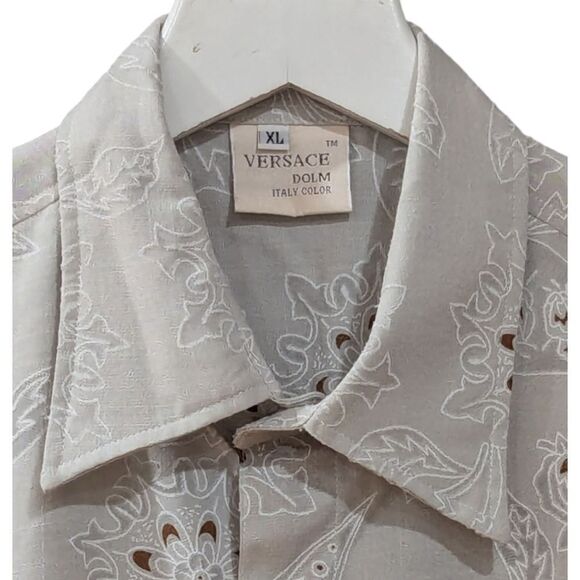 VERSACE DOLM Italy Color Linen Casual Short Sleeve Button Down Shirt Men's S - Picture 3 of 5